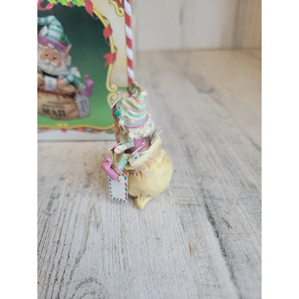 Enesco crinkles elf North Pole Mail Village vintage accessory Xmas mistletoe